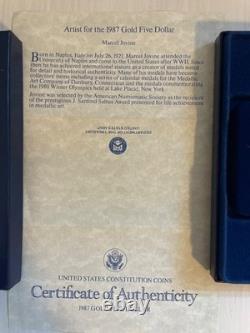 1987 W U. S. Constitution Bicentennial $5 Gold Coin w original box