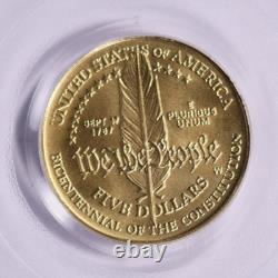 1987-W U. S. Constitution Bicentennial Gold $5 PCGS MS69