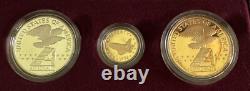 1988 America In Space 90% Gold Silver Bronze 3 Coin Commemorative Set