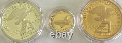1988 America In Space 90% Gold Silver Bronze 3 Coin Commemorative Set
