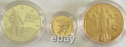 1988 America In Space 90% Gold Silver Bronze 3 Coin Commemorative Set
