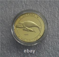 1988 CANADA $100 DOLLARS GOLD COIN, WHALE PROOF 1/4 Troy Oz