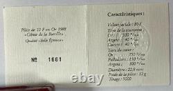 1988 France 10 Francs Bimetal Gold & Palladium Bastille Commemorative Box & Coa