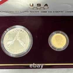 1988 OLYMPIC COIN U. S. Mint PROOF SET $5 GOLD, $1 SILVER withBox & COA
