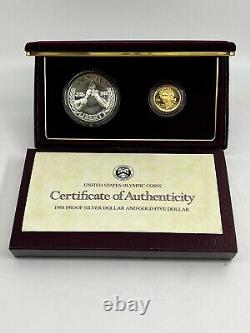 1988 Olympic Coin set $5 Gold and $1 Silver Proof withCOA
