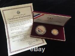 1988 Olympic Five Dollar Gold & Silver Dollar Proof Coin Set Certificate