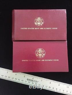 1988 Olympic Five Dollar Gold & Silver Dollar Proof Coin Set Certificate