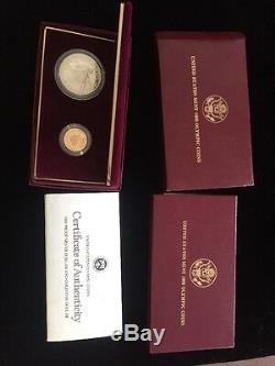 1988 Olympic Five Dollar Gold & Silver Dollar Proof Coin Set Certificate