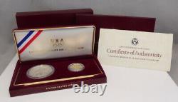 1988 US Mint $1 Silver $5 Gold Olympic Proof 2 Coin Commemorative Set with Box COA