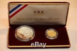 1988 US Mint Olympic Coins Proof Silver Dollar & Five $5 Gold Coin Set