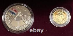 1988 US Olympic $5 GOLD Dollar and Proof SILVER Dollar Coin Set With Box & COA