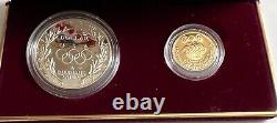 1988 US Olympic $5 GOLD Dollar and Proof SILVER Dollar Coin Set With Box & COA