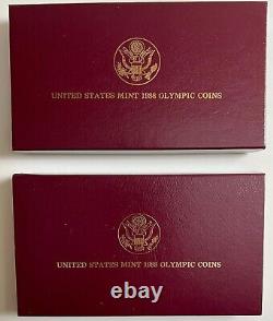 1988 US Olympic $5 GOLD Dollar and Proof SILVER Dollar Coin Set With Box & COA