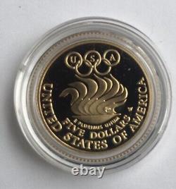 1988 US Olympic $5 GOLD Dollar and Proof Silver Dollar Coin Set With Box & COA