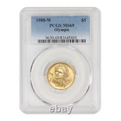 1988-W $5 Gold Nike Seoul Olympic PCGS MS69 Commemorative. 2419 oz coin