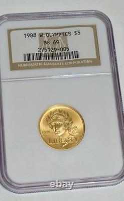 1988 W Olympics $5 Gold Commemerative Coin MS 69 NGC