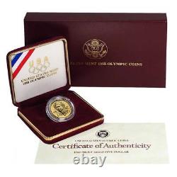 1988-W Proof $5 Gold Olympics Commemorative with Box, OGP & COA