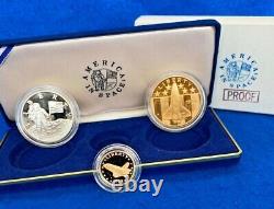 1988 Young Astronauts America In Space 3 Coin Silver Gold Proof Set