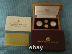 1988-s+w Us Mint Olympic Torch Silver Proof + Liberty Gold Five Dollar Coin Set
