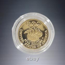 1988-s+w Us Mint Olympic Torch Silver Proof + Liberty Gold Five Dollar Coin Set