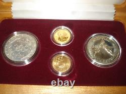 1988-s+w Us Mint Olympic Torch Silver Proof + Liberty Gold Five Dollar Coin Set