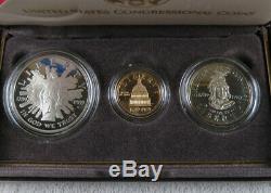 1989 200th Anniversary Congressional 3-Coins Gold Silver Clad Proof Set NR