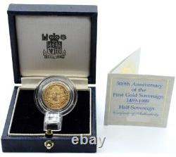 1989 500th Anniversary Gold Proof Half Sovereign. Queen Elizabeth II COA #04268