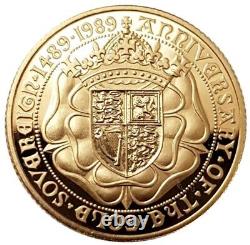 1989 500th Anniversary Gold Proof Half Sovereign. Queen Elizabeth II COA #04268