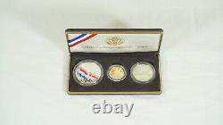 1989 Congressional Commemorative 3-Coin Gold & Silver Proof Set with COA & Box