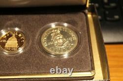 1989 US Congressional 3 Coin Commemorative Proof Set, $1Silver $5Gold $. 50Copper