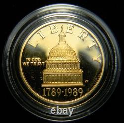 1989 U. S. Congressional Commemorative Proof Set, $5 Gold, $1 Silver, Half $, Ogp