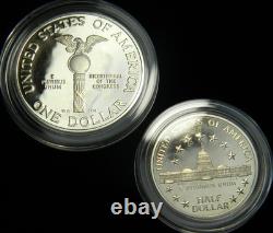 1989 U. S. Congressional Commemorative Proof Set, $5 Gold, $1 Silver, Half $, Ogp