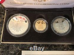 1989 United States Congressional Three Coin Gold & Silver Proof Set