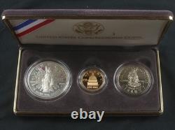 1989 Us Mint Us Congressional 3 Coin Proof Set With Ogp & Coa