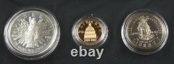 1989 Us Mint Us Congressional 3 Coin Proof Set With Ogp & Coa