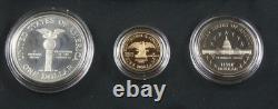 1989 Us Mint Us Congressional 3 Coin Proof Set With Ogp & Coa