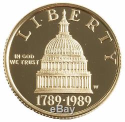1989-W Congress $5 Proof Gold Commemorative