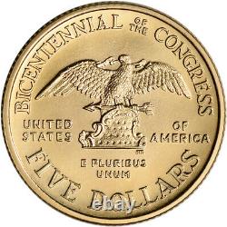 1989-W US Gold $5 Congressional Commemorative BU Coin in Capsule