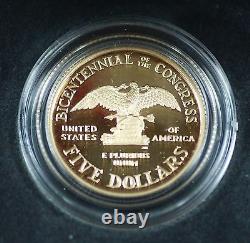 1989 W US Mint Congressional Commemorative Gold $5 Proof Coin