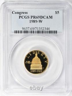 1989-w Congress $5 Gold Commemorative Pcgs Pr69dcam