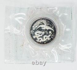 1990 2 Pc China Dragon & Phoenix Commemorative Coins 1G Gold 2G Silver