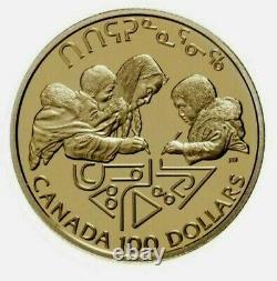 1990 Canada $100 Dollars Gold Coin Literacy Proof