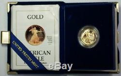 1990-P Proof 1/4 Ounce Gold Eagle $2.50 Coin in OGP with COA