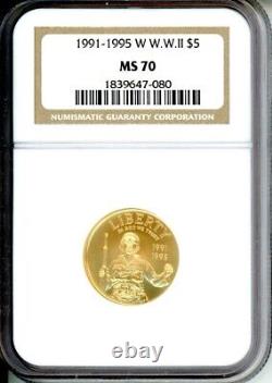 1991 1995 W $5 World War 2 Ww-ii Commemorative Gold Coin Ngc Ms-70 Ms70