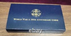 1991-1995 World War II 50th Anniversary Commemorative 3-Coin Proof Set withGold $5