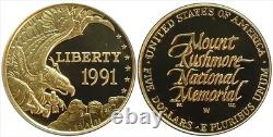 1991 $5 Commemorative Gold Proof (Mount Rushmore). 2418 oz. AGW