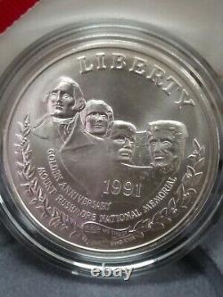 1991 $5 Gold, $1 Silver + Half Dollar Mount Rushmore 3 Coin Set Uncirculated Box