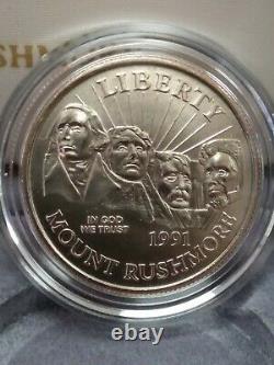 1991 $5 Gold, $1 Silver + Half Dollar Mount Rushmore 3 Coin Set Uncirculated Box