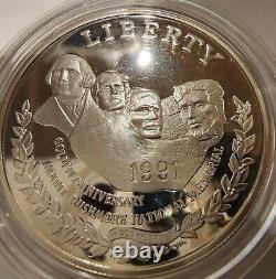 1991 6-Coin Commemorative Mount Rushmore Set BU & Proof With OGP & COA