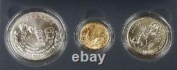 1991 Mount Rushmore 3 Coin Silver & Gold BU Commemorative U S Mint Set